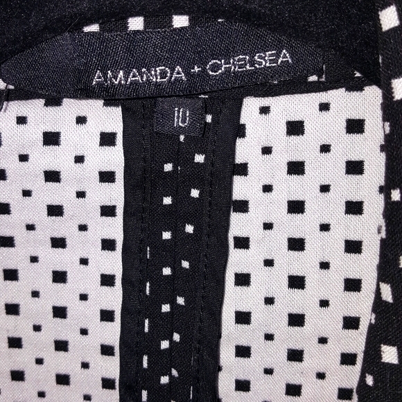 10 AMANDA & CHELSEA Tiny Polka Dot Black White Stretchy Career Blazer Jacket - Picture 8 of 10